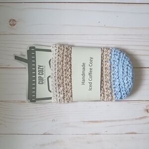 Handmade crocheted iced coffee cozy